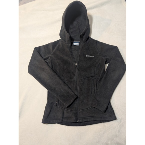 Columbia Fleece Jacket Full Zip Hoodie Soft Activewear Black‎ Womens Size S - Picture 1 of 8